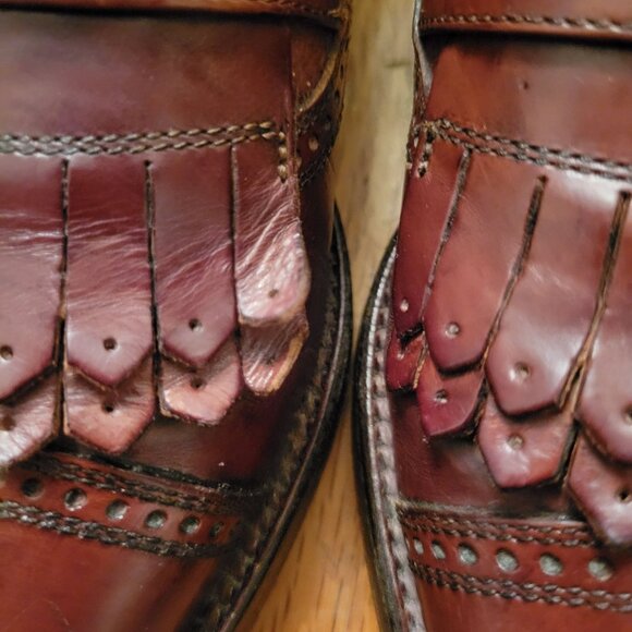 Cole Haan Bragano Brown Italian Leather Loafers Kiltie Fringe Buckle 10D Vibram - Picture 6 of 11